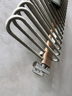 Terma Michelle Nickel Gloss & Copper Towel Warmer (W)500mm X (H)1200mm from B&Q