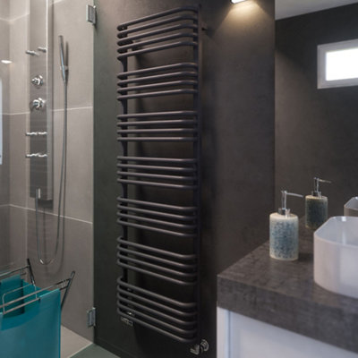B&Q -  Alex Modern Grey Towel Warmer (W)500mm X (H)1580mm