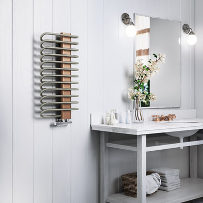 B&Q -  Michelle Copper Hydronic Towel Warmer (W)400mm X (H)780mm