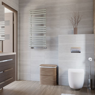 B&Q -  Rolo Salt & Pepper Hydronic Towel Warmer (W)520mm X (H)1085mm