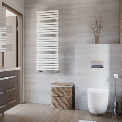 Terma Rolo Heated Towel Rail 1360 x 520mm White 2629BTU - Image 5