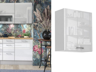 B&Q -  Kitchen Cabinet Wall Cupboard White Gloss 600mm Unit Modern Storage Flat Pack Ella
