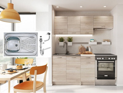 B&Q -  Kitchen Cabinets Set 5 Units Sonoma Oak Cupboards Worktop With Reversible Sink Modern Nela