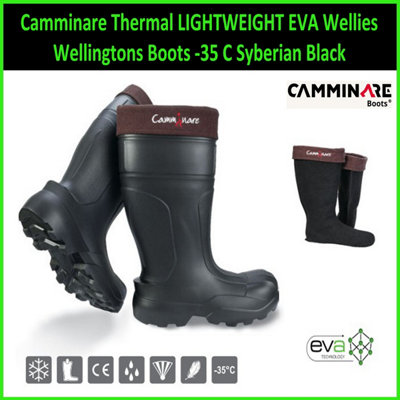 Camminare Thermal Lightweight Eva Wellies Wellingtons Boots -35 C Syberian Black (Size Uk 11.5/eu 47) from B&Q