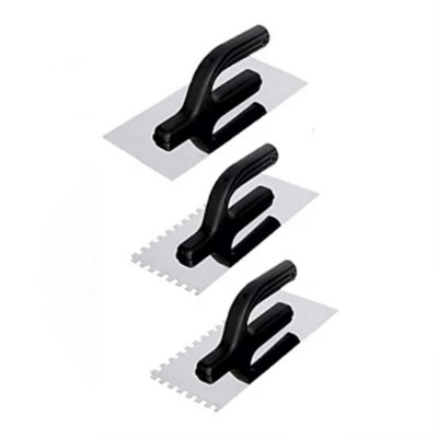 Comensal Stainless Steel Adhesive Trowel With Plastic HandleSet Of 3 (Smooth8X8mm10X10mm) from B&Q