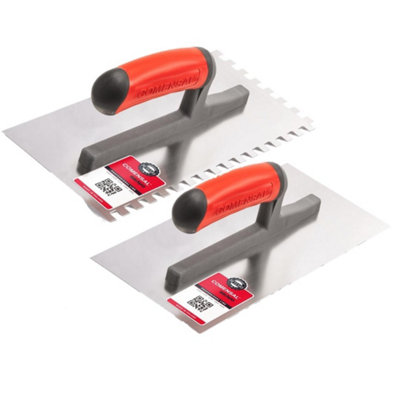Comensal Professional Adhesive Trowel With Rubber HandleSet Of 2 (Smooth8X8mm) from B&Q