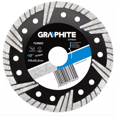 Graphite 57H625Turbo Angle Grinder Diamond Disc Blade Tile 115mm X 22,2mm from B&Q