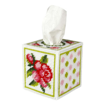 B&Q -  Emb Kit T/box RoseNeedlepoint Kit: Tissue Box Cover: RoseOrchidea - Image 3