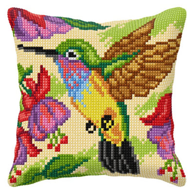 Orchidea Cushion Cross Stitch Kit, Humming Bird, 40 x 40cm - Image 3