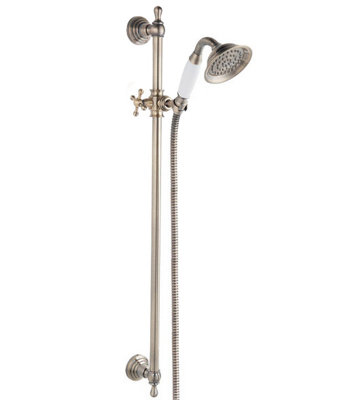 Ferro Retro Nostalgia Antique Brass Metal Plastic Shower Colum Set With Sliding Head from B&Q