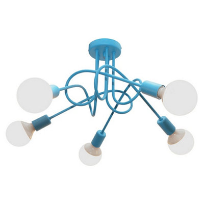 Luminosa Lighting Luminosa Oxford Multi Arm Semi Flush Ceiling Light Turquoise 50Cm from B&Q