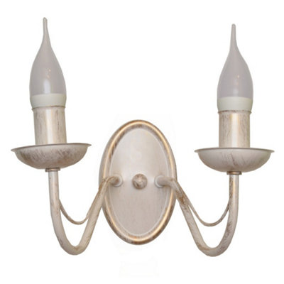 Luminosa Lighting Luminosa Malbo Candle Wall Lamp WhiteGold 32Cm from B&Q