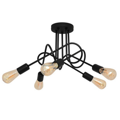 Luminosa Lighting Luminosa Oxford Multi Arm Semi Flush Ceiling Light Black 50Cm from B&Q