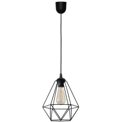 Luminosa Lighting Luminosa Karo Wire Frame Pendant Ceiling Light Black 24Cm from B&Q