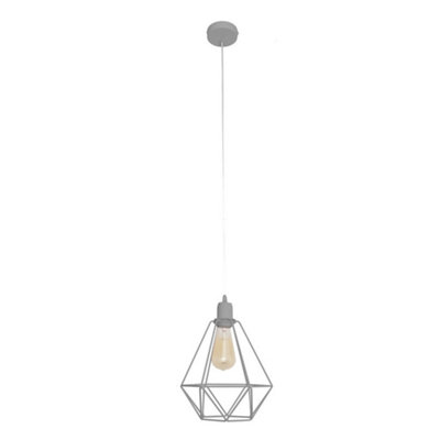 Luminosa Lighting Luminosa Karo Wire Frame Pendant Ceiling Light Grey 24Cm from B&Q
