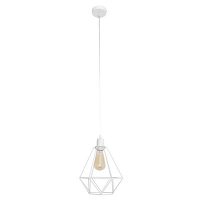 Luminosa Lighting Luminosa Karo Wire Frame Pendant Ceiling Light White 24Cm from B&Q