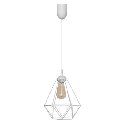 Luminosa Lighting Luminosa Karo Wire Frame Pendant Ceiling Light White 24Cm from B&Q