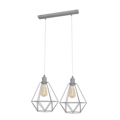 Luminosa Lighting Luminosa Karo Straight Bar Pendant Ceiling Light Grey 50Cm from B&Q