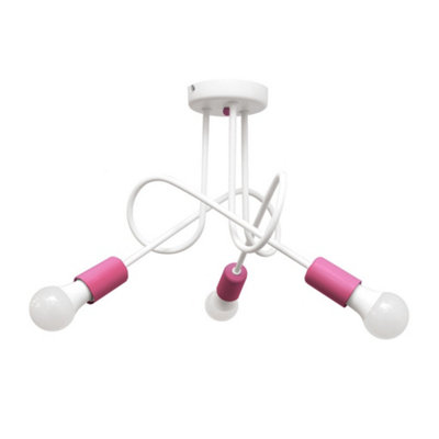 Luminosa Lighting Luminosa Oxford Multi Arm Semi Flush Ceiling Light WhitePink 50Cm from B&Q