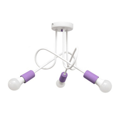Luminosa Lighting Luminosa Oxford Multi Arm Semi Flush Ceiling Light WhitePurple 50Cm from B&Q