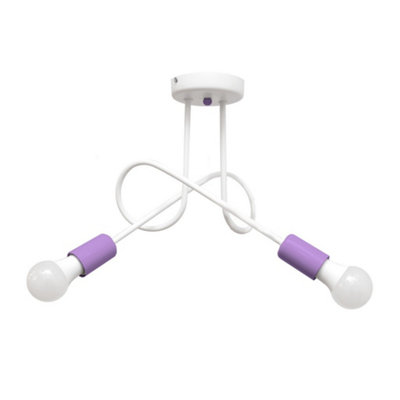 Luminosa Lighting Luminosa Oxford Multi Arm Semi Flush Ceiling Light WhitePurple 38Cm from B&Q