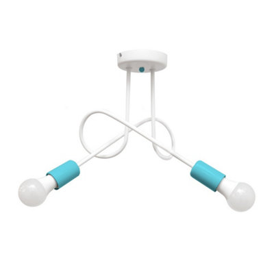 Luminosa Lighting Luminosa Oxford Multi Arm Semi Flush Ceiling Light WhiteTurqouise 38Cm from B&Q