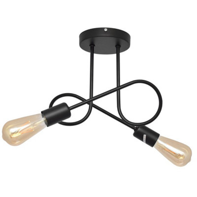 Luminosa Lighting Luminosa Oxford Multi Arm Semi Flush Ceiling Light Black 38Cm from B&Q