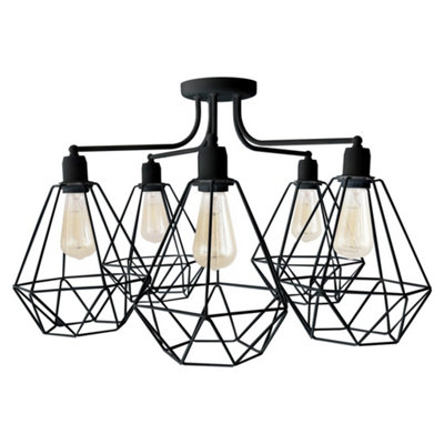 Luminosa Lighting Luminosa Karo Multi Arm Semi Flush Ceiling Light Black 75Cm from B&Q
