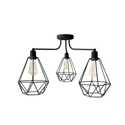 Luminosa Lighting Luminosa Karo Multi Arm Semi Flush Ceiling Light Black 75Cm from B&Q