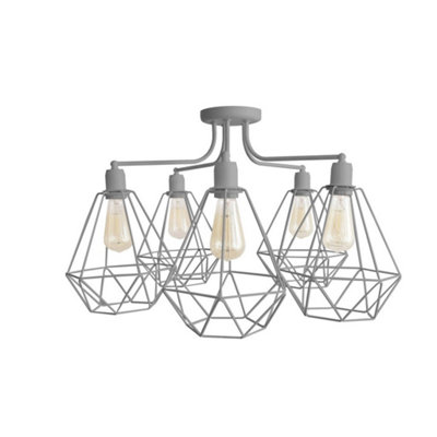 Luminosa Lighting Luminosa Karo Multi Arm Semi Flush Ceiling Light Grey 75Cm from B&Q