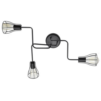 Luminosa Lighting Luminosa Tube Multi Arm Semi Flush Ceiling Light Black 82Cm from B&Q