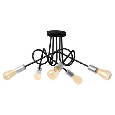 Luminosa Lighting Luminosa Oxford Multi Arm Semi Flush Ceiling Light BlackChrome 50Cm from B&Q