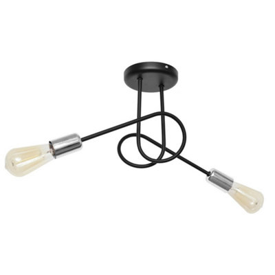 Luminosa Lighting Luminosa Oxford Multi Arm Semi Flush Ceiling Light BlackChrome 38Cm from B&Q
