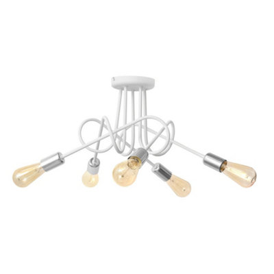 Luminosa Lighting Luminosa Oxford Multi Arm Semi Flush Ceiling Light WhiteChrome 50Cm from B&Q