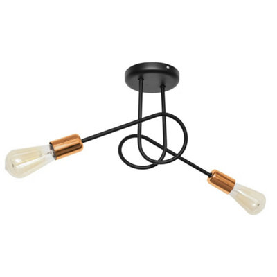 Luminosa Lighting Luminosa Oxford Multi Arm Semi Flush Ceiling Light BlackCopper 38Cm from B&Q