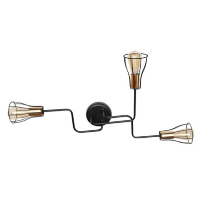 Luminosa Lighting Luminosa Tube Multi Arm Semi Flush Ceiling Light BlackCopper 82Cm from B&Q