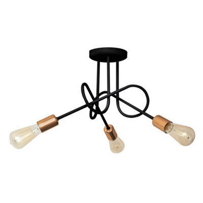 Luminosa Lighting Luminosa Oxford Multi Arm Semi Flush Ceiling Light BlackCopper 50Cm from B&Q