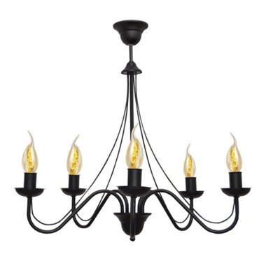 Luminosa Lighting Luminosa Malbo Multi Arm Pendant Ceiling Light Black 60Cm from B&Q