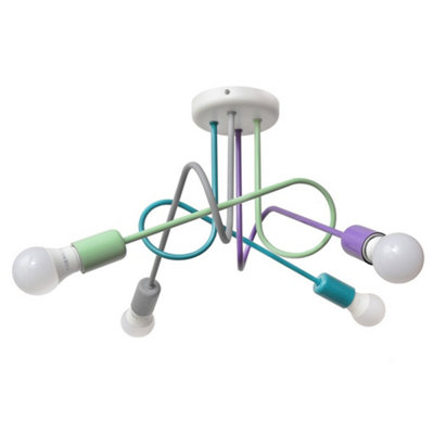 Luminosa Lighting Luminosa Oxford Multi Arm Semi Flush Ceiling Light GreyTurquoiseMinthViolet 44Cm from B&Q