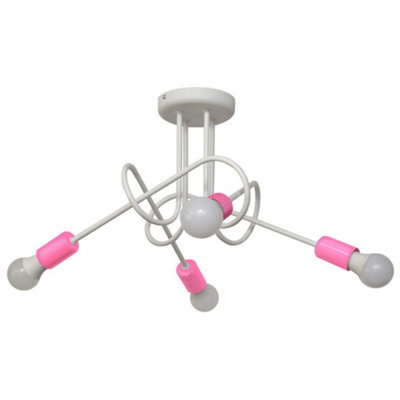 Luminosa Lighting Luminosa Oxford Multi Arm Semi Flush Ceiling Light WhitePink 44Cm from B&Q