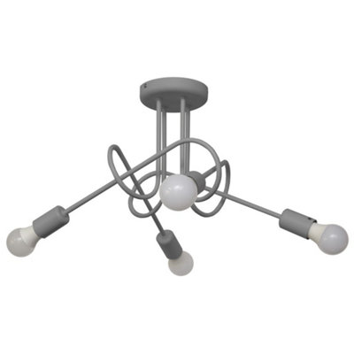 Luminosa Lighting Luminosa Oxford Multi Arm Semi Flush Ceiling Light Grey 44Cm from B&Q