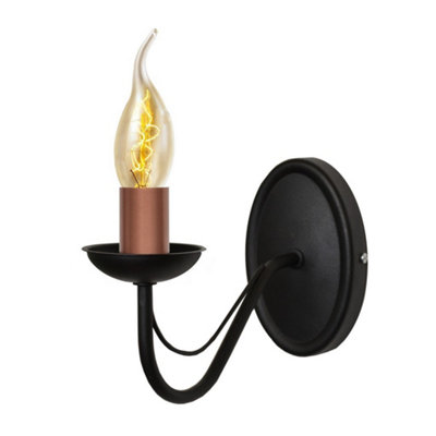 Luminosa Lighting Luminosa Malbo Candle Wall Lamp BlackCopper 25Cm from B&Q