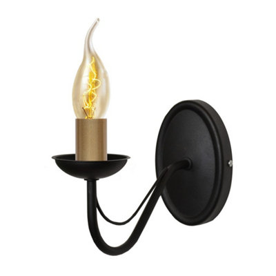 Luminosa Lighting Luminosa Malbo Candle Wall Lamp BlackPatina 25Cm from B&Q