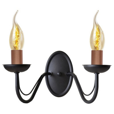 Luminosa Lighting Luminosa Malbo Candle Wall Lamp BlackCopper 32Cm from B&Q