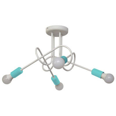 Luminosa Lighting Luminosa Oxford Multi Arm Semi Flush Ceiling Light WhiteTurqouise 44Cm from B&Q