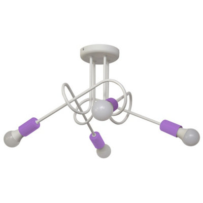 Luminosa Lighting Luminosa Oxford Multi Arm Semi Flush Ceiling Light WhitePurple 44Cm from B&Q