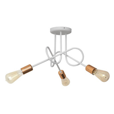 Luminosa Lighting Luminosa Oxford Multi Arm Semi Flush Ceiling Light WhiteCopper 50Cm from B&Q