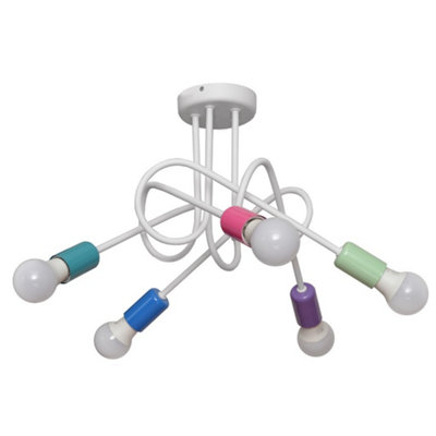 Luminosa Lighting Luminosa Oxford Multi Arm Semi Flush Ceiling Light WhiteMulti-Coloured 60Cm from B&Q