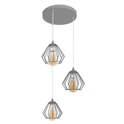 B&Q -  Luminosa Agat Cluster Pendant Ceiling Light Grey 38Cm
