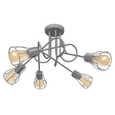 Luminosa Lighting Luminosa Oxford Multi Arm Semi Flush Ceiling Light Grey 64Cm from B&Q